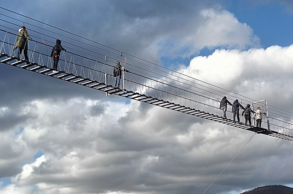 Crossing suspended bridge